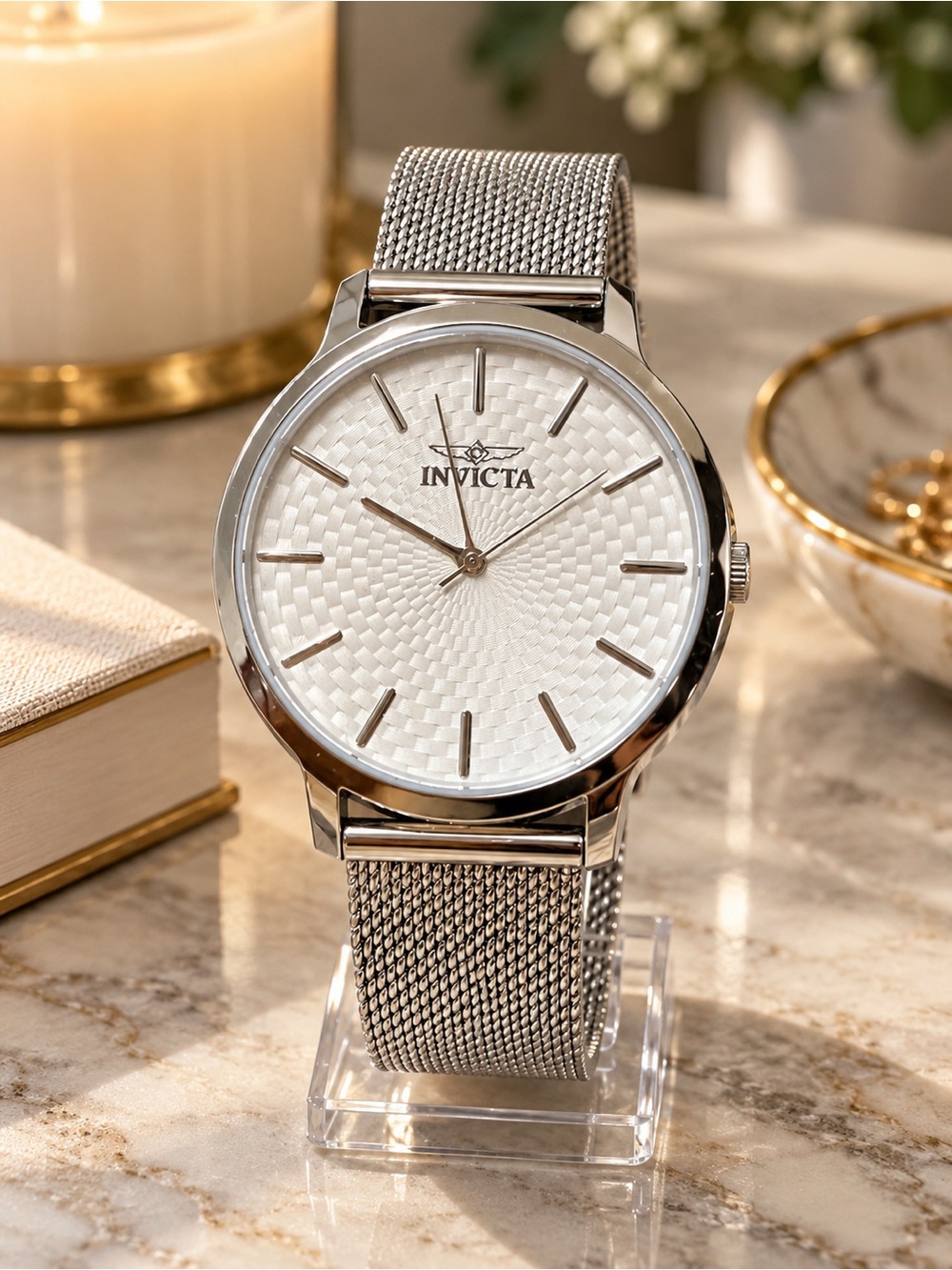 Invicta Wildflower Maylen 48972 Silver 38mm Mesh Watch NWT